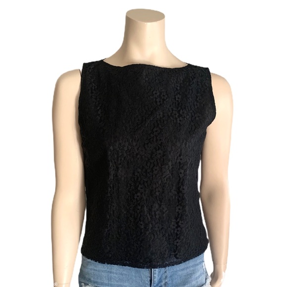 3/$30 Steilmann Black Lace Sleeveless Lined Blouse - Picture 1 of 10